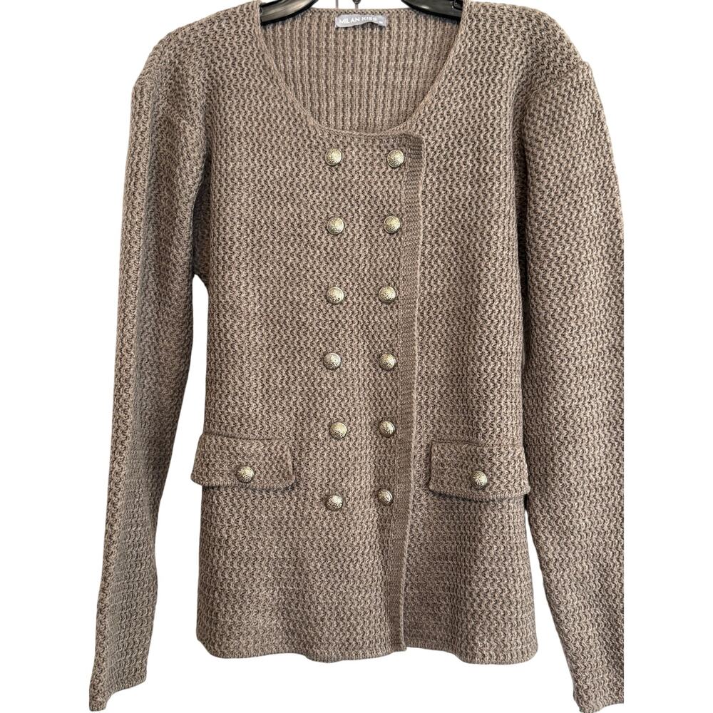 Milan Kiss Double Breasted Button Up Cardigan, Sz L